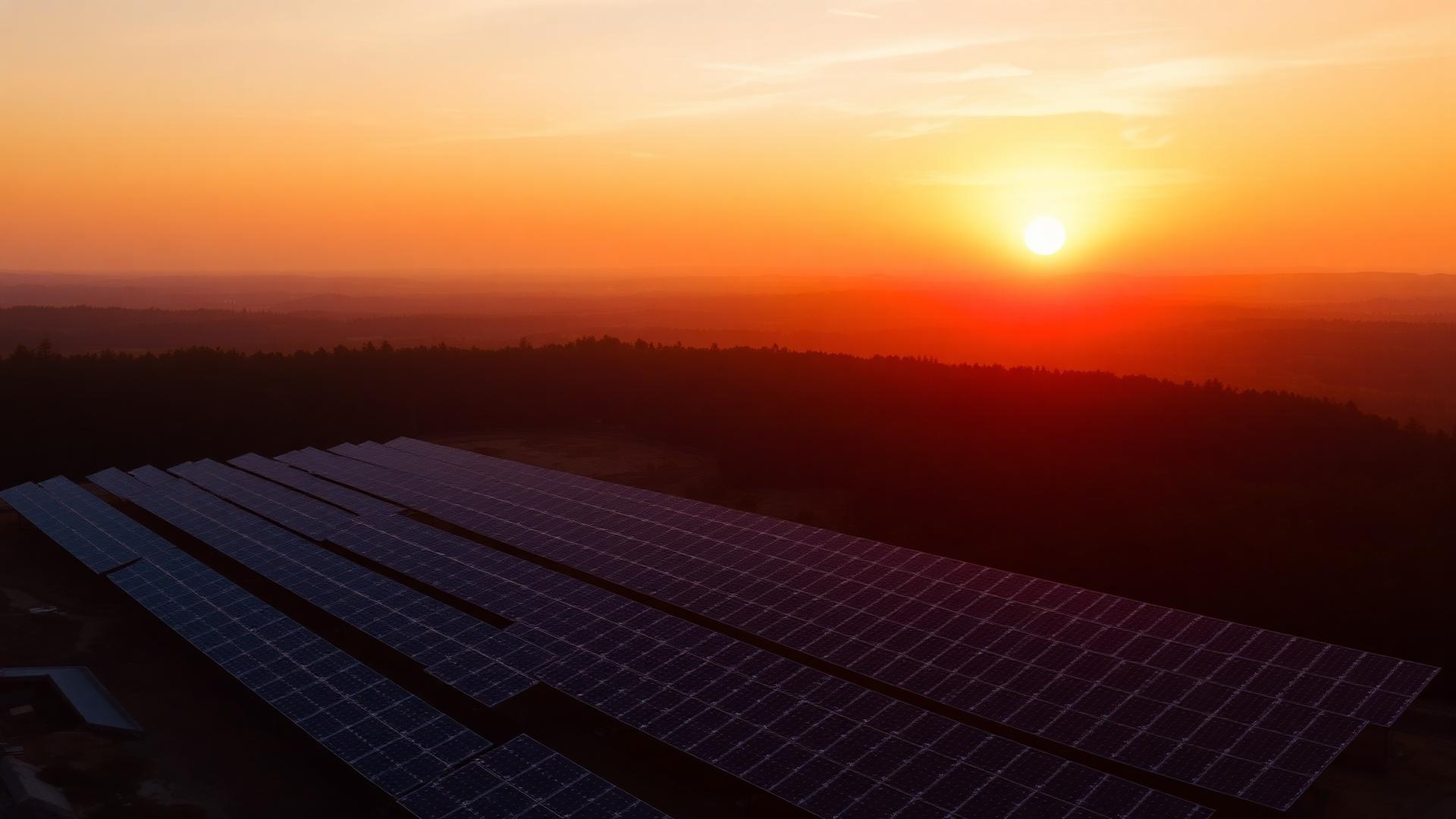 Installation solaire au lever du soleil